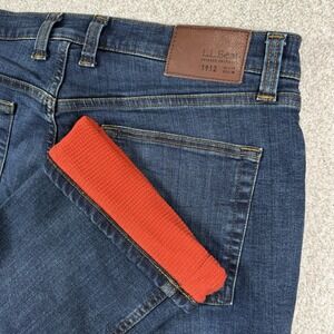 LL Bean Double L Jeans Mens 35x28 Blue Classic Fit Flannel Lined Denim Pants